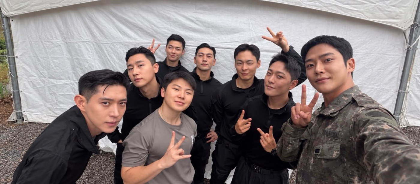 Kim Young Dae, Rowoon, Woozi, I.M and fellow performers at the 2026 Ground Forces Festival